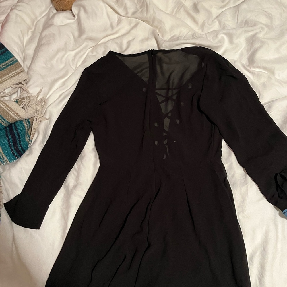 Black lace-up romper
